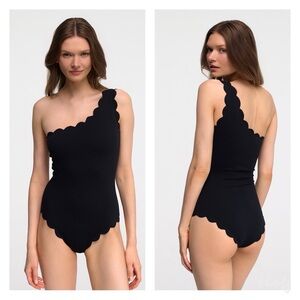 MARYSIA Santa Barbara Maillot One Piece Swimsuit Hand Cut Scallop Edge Black M